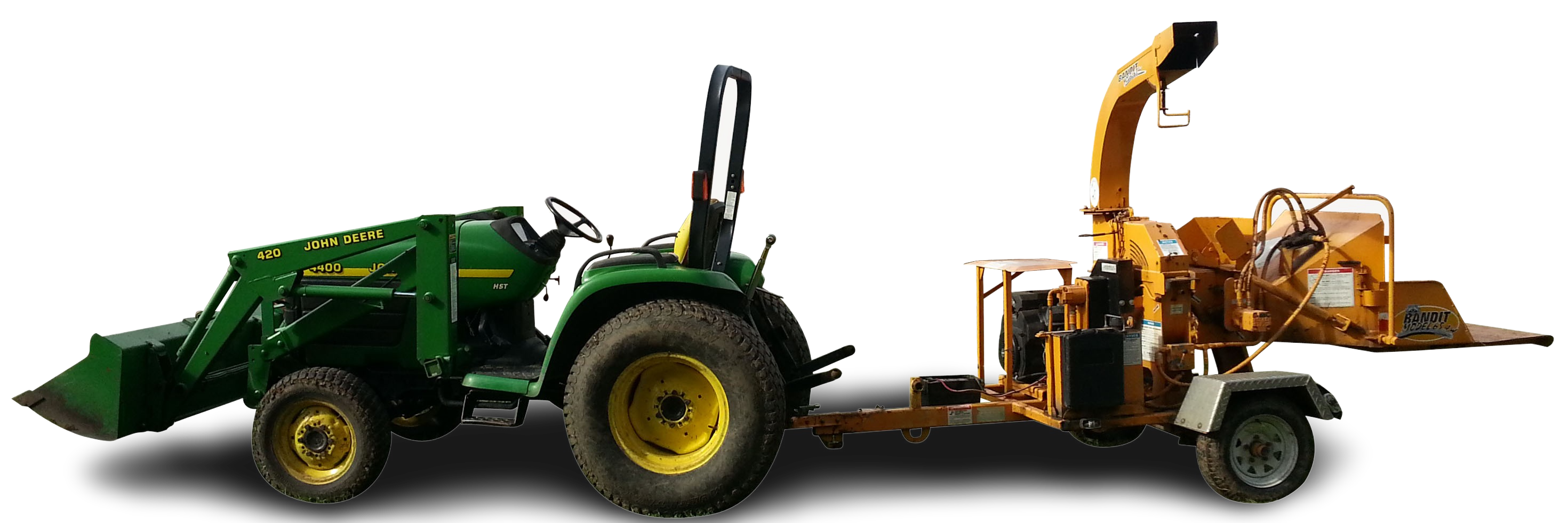Tractor with wood chipper